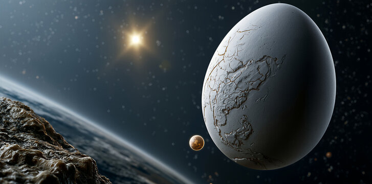 Enigmatic cosmic relic hovers over icy terrain as dust particles drift endlessly