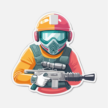 Cartoon Soldier with Rifle and Protective Gear