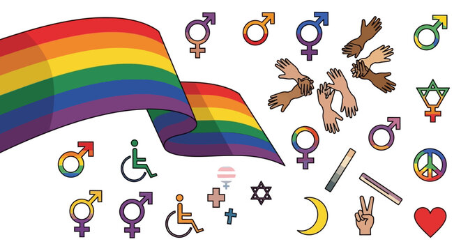 LGBTQ Pride Rainbow Symbols Collection.