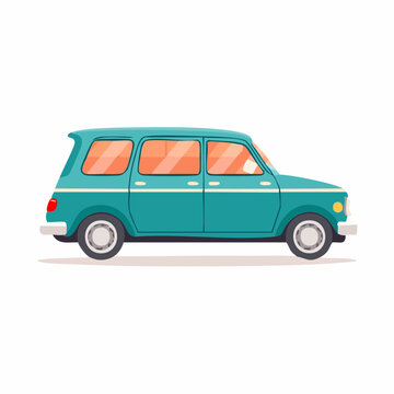 Retro Teal Station Wagon Car Illustration