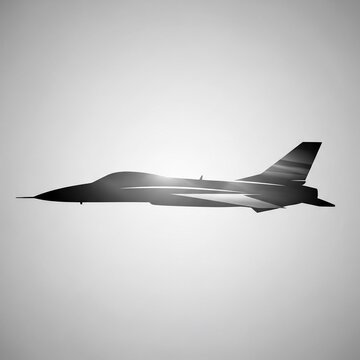 Sleek fighter jet silhouette against soft gradient sky, representing speed, power, and aviation.