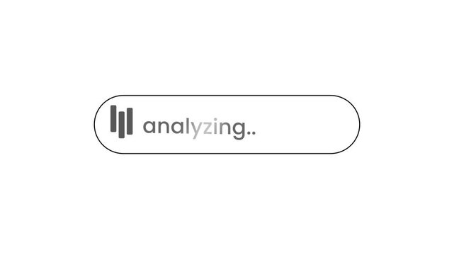 A compact pill-shaped button featuring a bar chart icon alongside the word analyzing suggesting real-time data examination or signal monitoring by an intelligent system