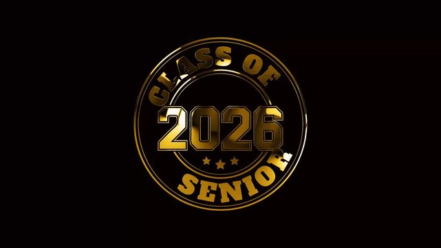 black and gold class of 2026 label on the green screen background