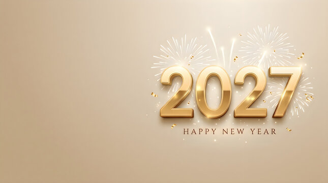 Golden 2027 happy new year celebration background