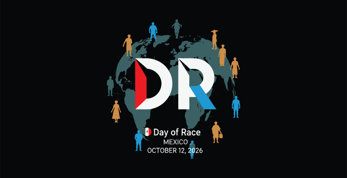 Day of race celebration logo with diverse people on globe