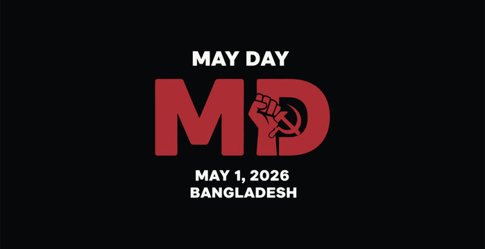 May day celebration poster with raised fist symbol