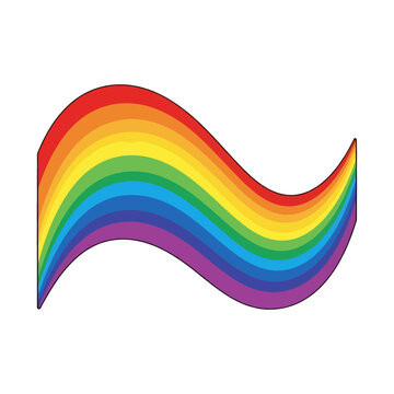 A colorful rainbow wave shape isolated on a plain white background