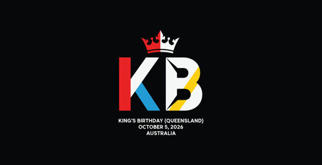 King's birthday queensland logo with crown design © Abrar Hussain