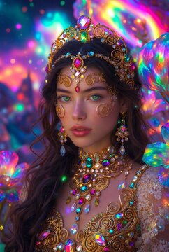 Ritratto di principessa fantasy in un mondo magico 