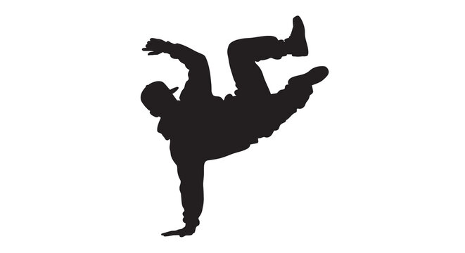 Breakdancer performing a handstand pose black silhouette