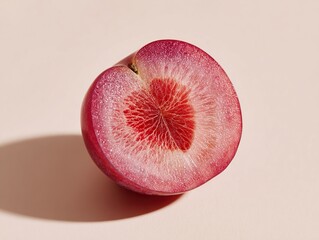 Fresh Plum Fruit Cross Section Macro, Refreshing Summer Gourmet Still Life