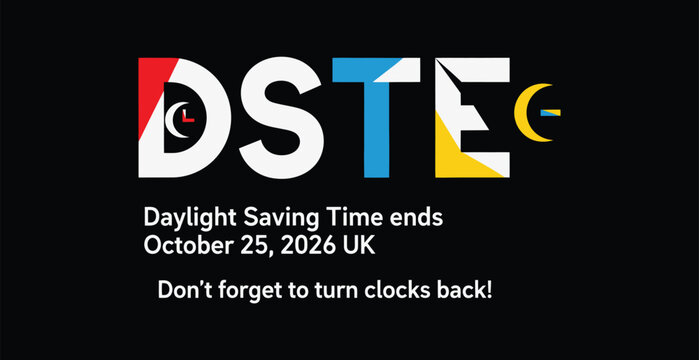 Daylight saving time ends reminder graphic october 2026 uk clocks back