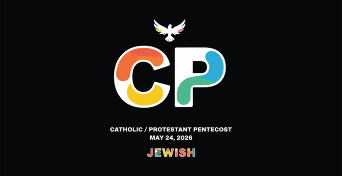 Catholic protestant pentecost colorful logo with dove