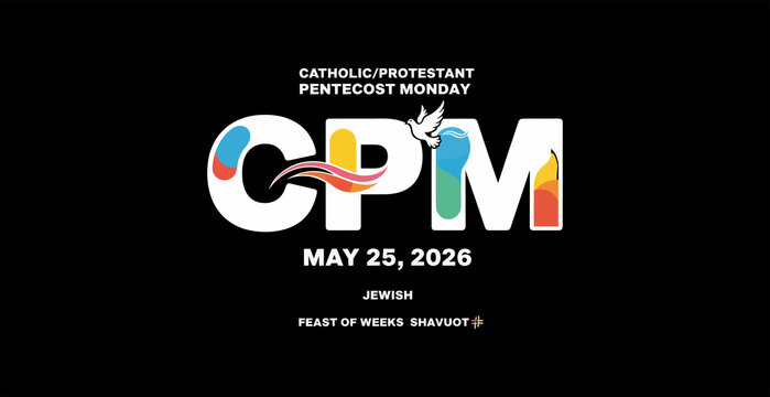 Colorful cpm pentecost monday poster design with dove