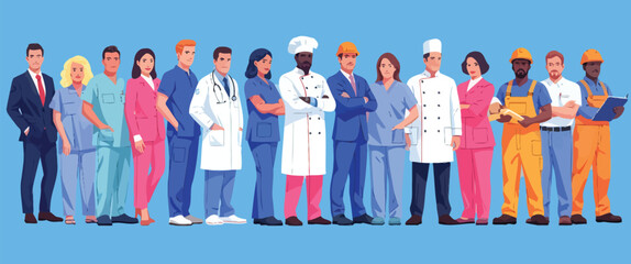 Obraz premium Diverse professionals in various occupations standing together