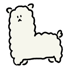 Fototapeta premium モコモコした毛並みが特徴的なアルパカのゆるいイラスト
