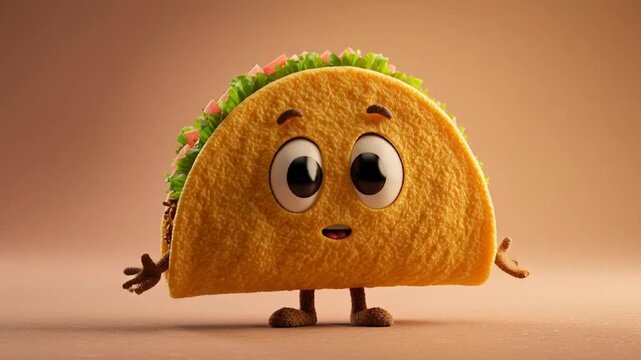 A smiling taco with lettuce on top