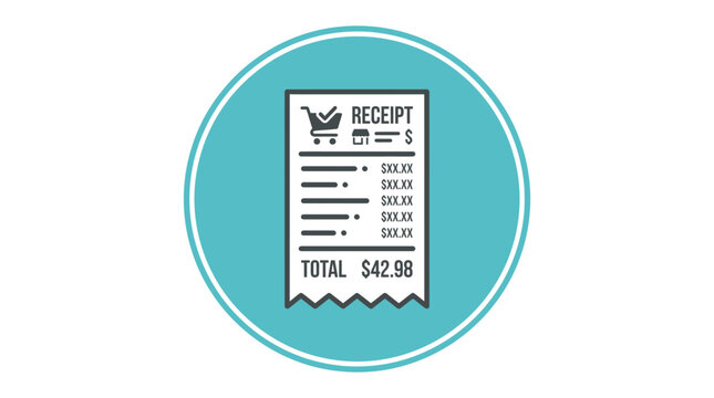 Receipt paper with total cost.