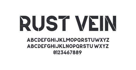 Obraz premium Bold rust vein display font text with abc alphabet and numbers