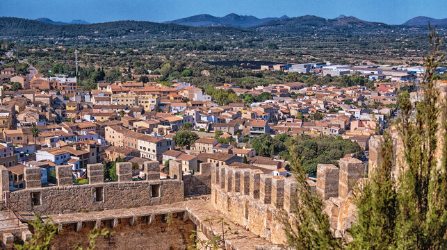 Panoramic City View of Capdepera from the Walls Castle, Capdepera, Mallorca, Balearic Islands, Spain, Europe