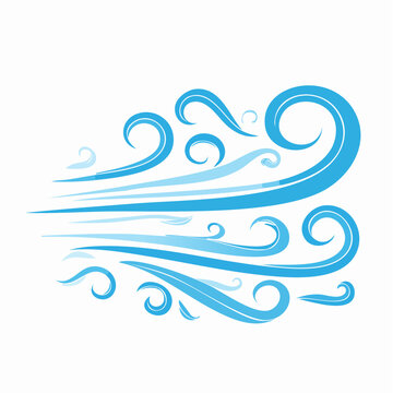 Stylized Blue Wind Swirls and Gusts Illustration