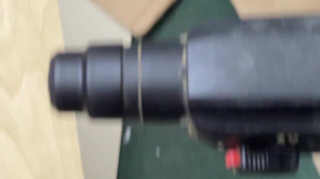 close up of rotating drill chuck and tool holder, power tool in motion, construction and repair equipment concept