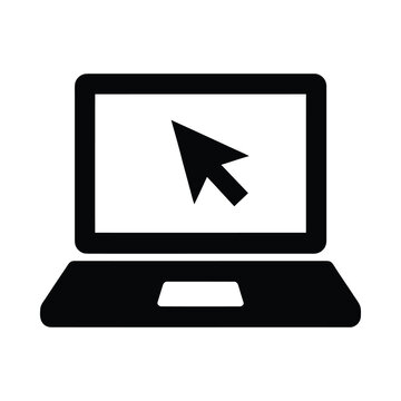 laptop with cursor icon black silhouette on white background