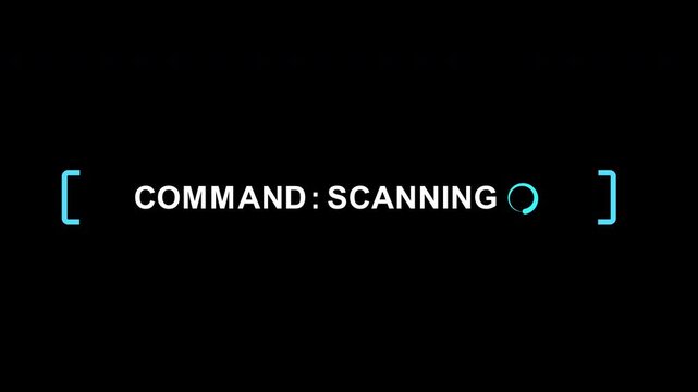 Animated Command Scanning to Completed Status. Futuristic HUD Interface Motion Graphic on Alpha Channel.