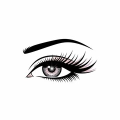 Fototapeta premium Elegant Eye with Long Lashes and Delicate Brow