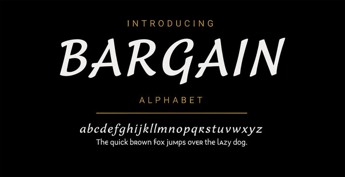Bold vintage bargain alphabet display with sample text