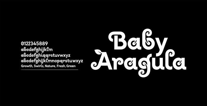 Baby aragula elegant white decorative font text