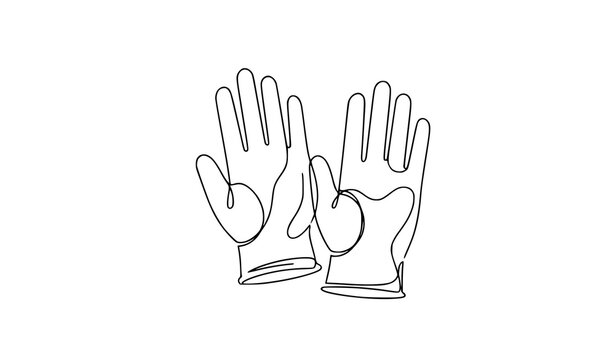 Hand drawn protective gloves outline icon in minimalist single line vector illustration style