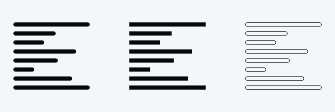 Text align icon vector set. Paragraph alignment symbol. Align icon vector illustration on white background. Vector illustration . EPS 10 .