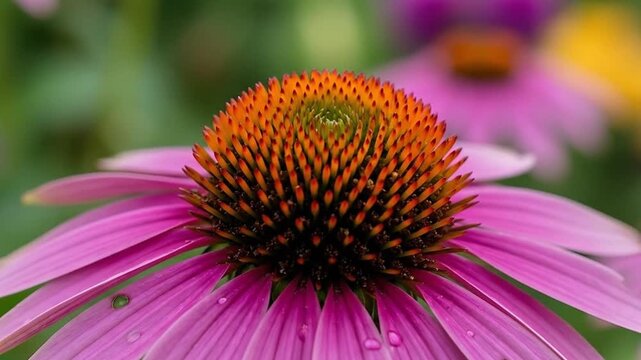 Close-up of a pink coneflower in a garden