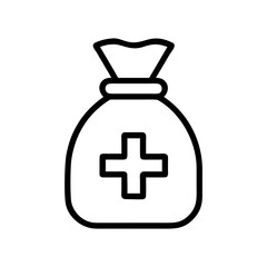 Obraz premium Pharmacy Bag Line Icon – Medical Prescription Bag, Healthcare Pharmacy Service and Medicine Delivery Outline Vector
