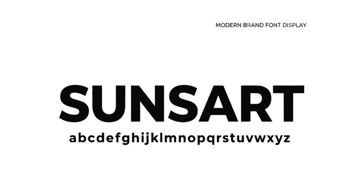 Modern sans-serif display font text sun sart alphabet letters