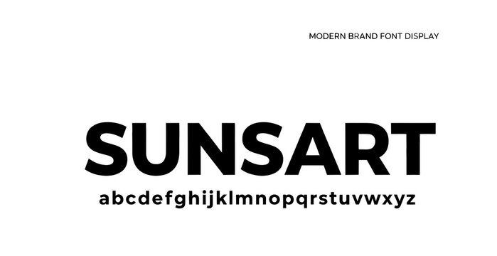 Modern sans-serif display font text sun sart alphabet letters