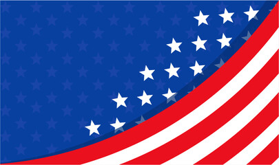 American Patriotic Banner Background with USA Flag Wave and Star Abstract Design © Hikmat Studios