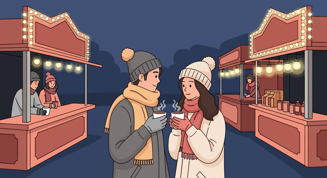 Couple Sharing Warm Drinks Indoors A Cozy Moment of Connection and Affection