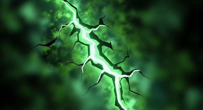Abstract green lightning strike