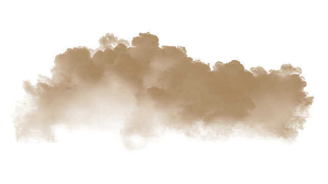 Brown cloud on transparent background representing smoke or fog at any time of day