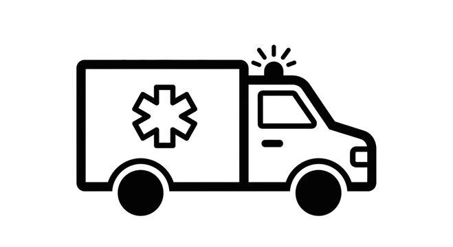 Ambulance icon with star of life symbol, emergency medical service vehicle, healthcare transport concept