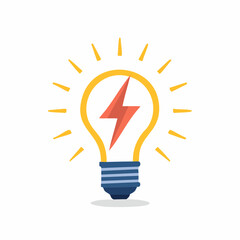 Fototapeta premium Stylized light bulb with a lightning bolt inside, symbolizing ideas and energy