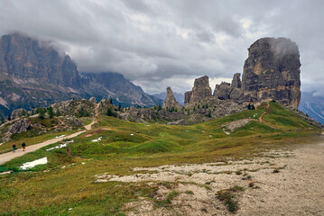 Obraz premium Impressive view at Cinque Torri in the Dolomite Alps, Italy