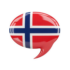 Obraz premium Norway flag inside a glossy speech bubble icon isolated on transparent background