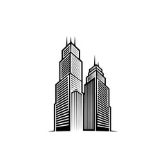 Fototapeta premium Sleek architectural vector illustration showcasing a dynamic urban skyline with towering modern buildings, perfect for corporate branding or design projects, embodying contemporary urban aesthetics