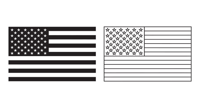 American flag silhouettes on white background silhouette
