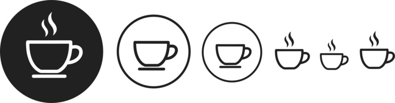 Minimal Coffee Cup Icon Pack Featuring Modern Beverage Symbols for Caf&eacute; Branding and User Interface Design