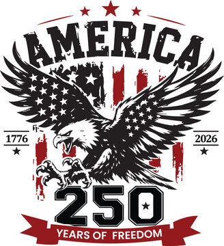 Patriotic 4th of July design for America 250 years anniversary celebration