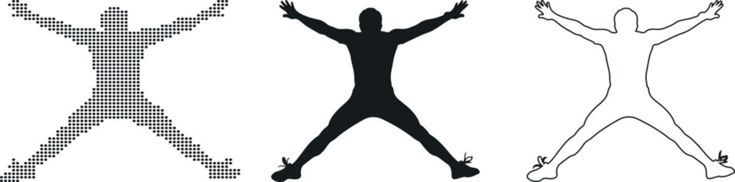 Man Jumping Silhouette and Dot Art Figure jumping jack exercise